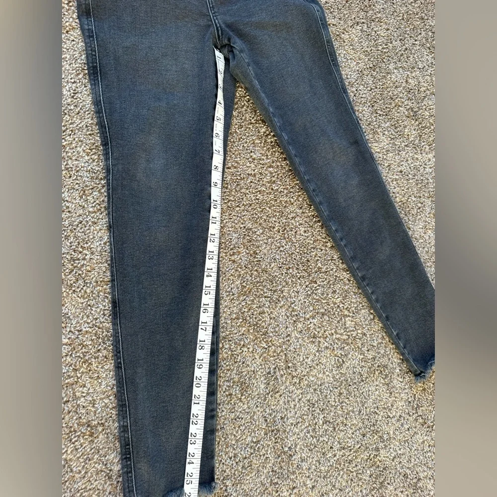 Free People We The Free high waisted cropped skinny jeans stretch raw hem black